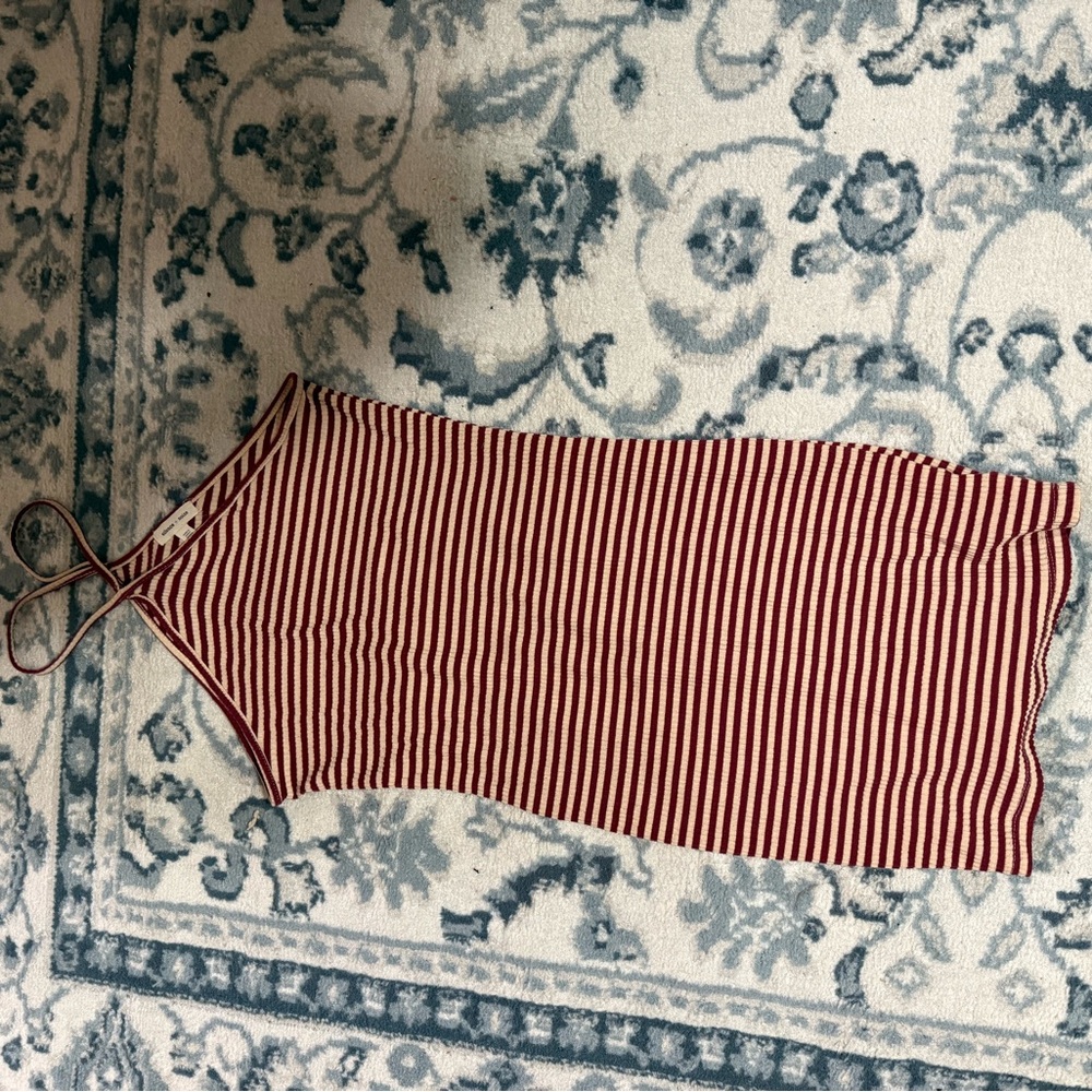 Silence + Noise Burgundy and White Striped Top